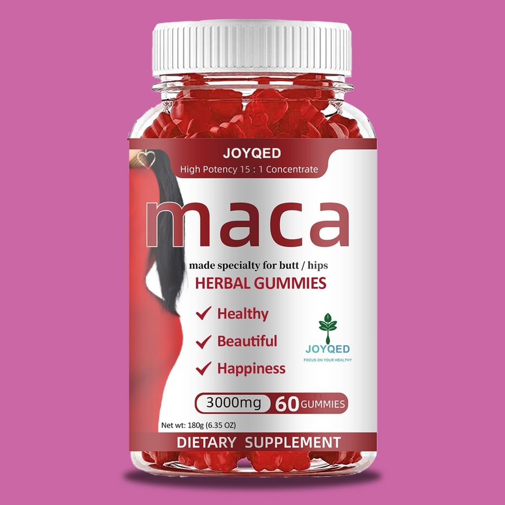 1 Flasche Maca Wurzelgummis 3000mg für Frauen mit schwarzem Maca, Fenugreek, Magnesium für natürliche Energie, Mood & Immun Unterstützung Hormon Balance Kräuterergänzungen-Berry Flavor, 60 Gummis, 30-Tag Servieren