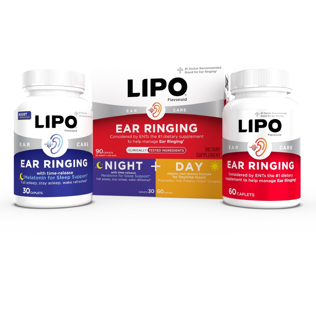 Lipo Flavonoid Day & Night Combo Kit, Tinnitus Relief für Ringen Ohren, Lipo Flavonoid Plus & Lipo Flavonoid Nacht mit Melatonin & Vitamin C, 90 Caplets