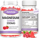 2 Pack Magnesium Citrate Gummis, hohe Absorption Magnesium Gummis für Erwachsene, Muskel- und Zähneunterstützung, Vegan Natürliche Himbeere Flavor 120 Cts
