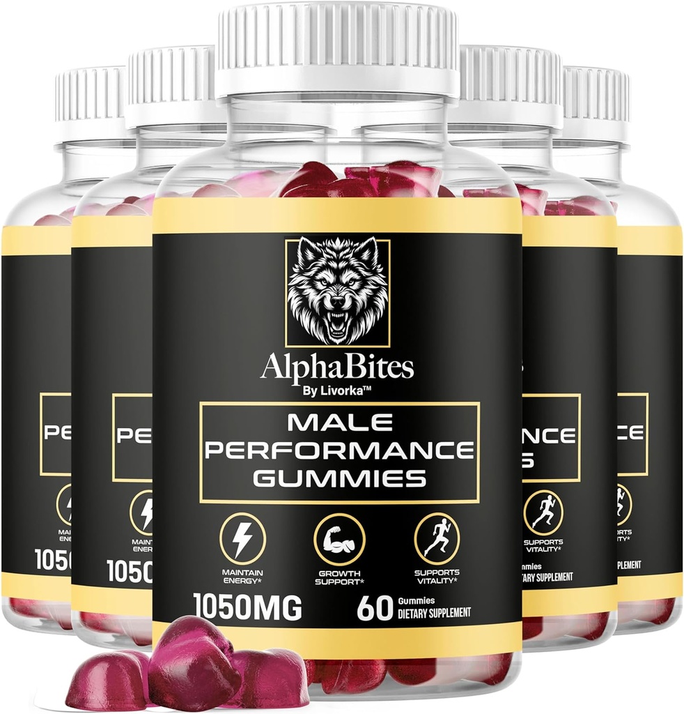 LIVORKA (5 packs) Alpha Bites Gummies, Alpha Bites, Alpha Bites Gummies, Formule Alpha Bites avancé,150 Nombre