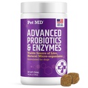 Pet MD Probiotics & Enzymes for Dogs - Gut Health Chews with Prebiotics - Verdauungshilfe für Hunde mit aufgesetztem Stomach, Durchfall, Verstopfung oder Gas - Funktionelle Probiotika für Hunde - 60 ct