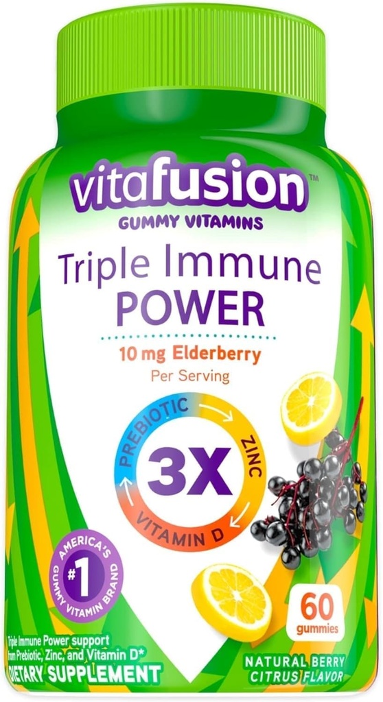 Triple Immune Power Gummy Vitamine Kompatibel mit Vitafusion, 60ct-L8