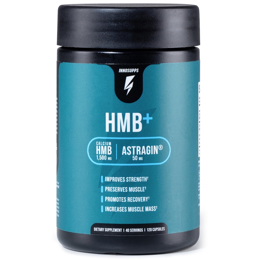 InnoSupps HMB+ | 1500mg HMB (Beta-Hydroxy Methylbutyrat) & 50mg Astragin | Enhanced Absorption, Reserviert Muskel, fördert Erholung, Lean Muskelmasse | Glutenfrei erhöhen - 120 Veggie Kapseln