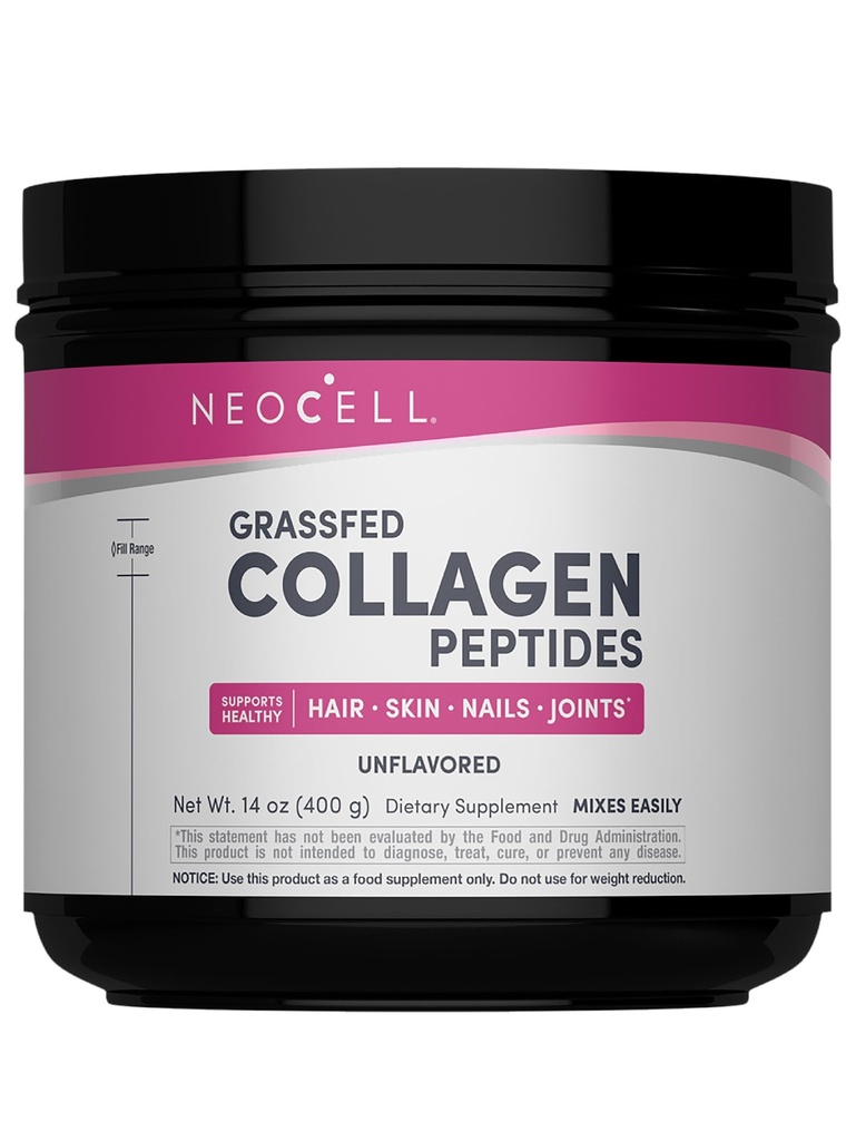 NeoCell Super Collagen Peptide, 10g Collagen Peptide pro Servieren, Glutenfrei, Keto Friendly, Non-GMO, Gras Fed, Gesundes Haar, Haut, Nails und Gelenke, Unflavored Powder, 14.1 oz., 1 Kanister