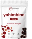 Suppléments Yohimbine à double force pour les hommes et les femmes, 10mg par portion, 300 Softgels, Yohimbine HCL avec huile de tournesol vierge pour une meilleure absorption, soutient la production d'énergie, brut africain
