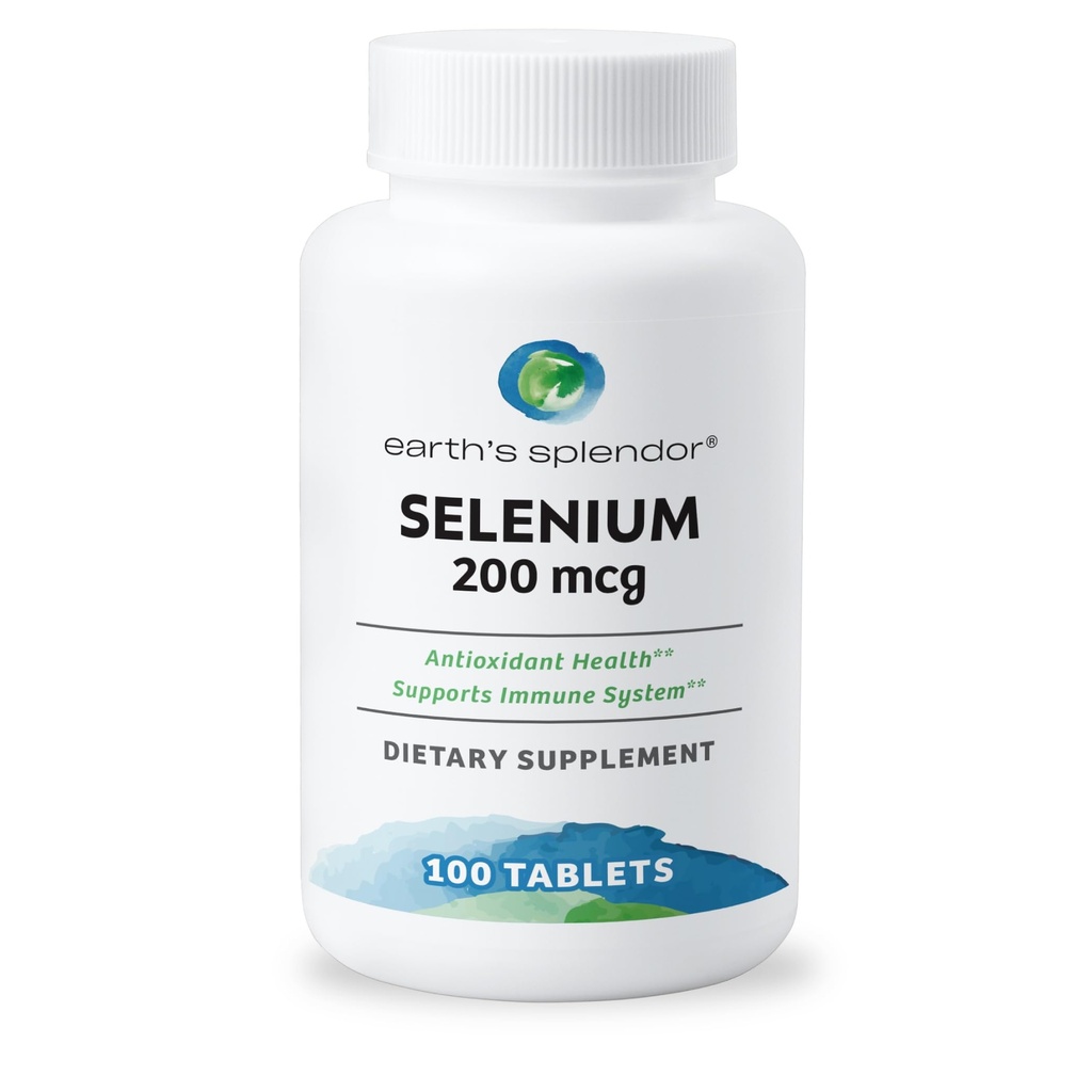 Earth's Splendor Selenium 200 mcg Supplement for Men & Women, Support Antioxidant Health and Immune System (100 Tablets, 3+ Month Supply)
