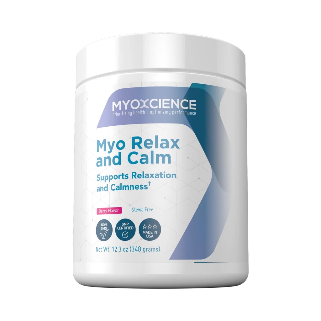 MYOXCIENCE Myo Relax & Calm | Myo-Inositol, L-Theanin, Taurine, Magnesium & GABA | Unterstützt Schlaf, Neurotransmitter & Hormon-Unterstützung (Berry Flavor) (60 Servietten)