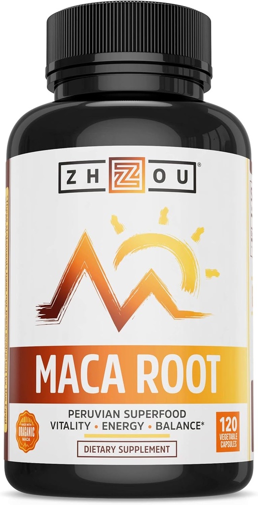 Zhou Maca Root | Wellness Supplement für Männer & Frauen | Erhöht Energie | 60 Servierungen, 120 Zähler