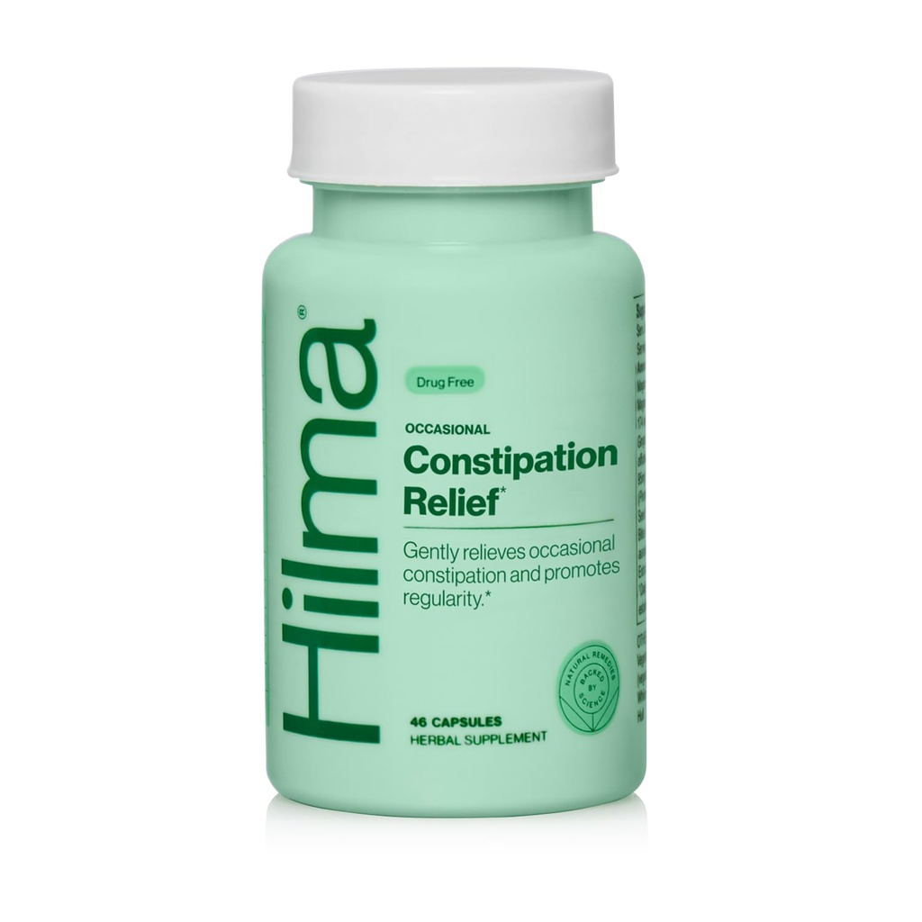 Hilma Gentle Bowel, Occasional Constipation Relief mit Magnesium Citrat, Natürliche und sanfte Laxative für Verstopfung w/Magnesium Citrat, Ginger, Anise und Bitter Orange, 46 Vegan Capsules
