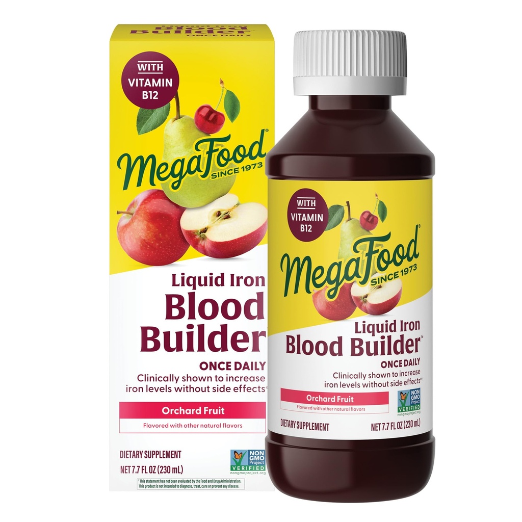 MegaFood Blood Builder Flüssige Eisen Ergänzung für Frauen, Männer und Kinder, klinisch gezeigt, um Eisen Levels ohne Verbrauch zu erhöhen, Vegan, 7.7 Fl Oz (23 Servierungen)