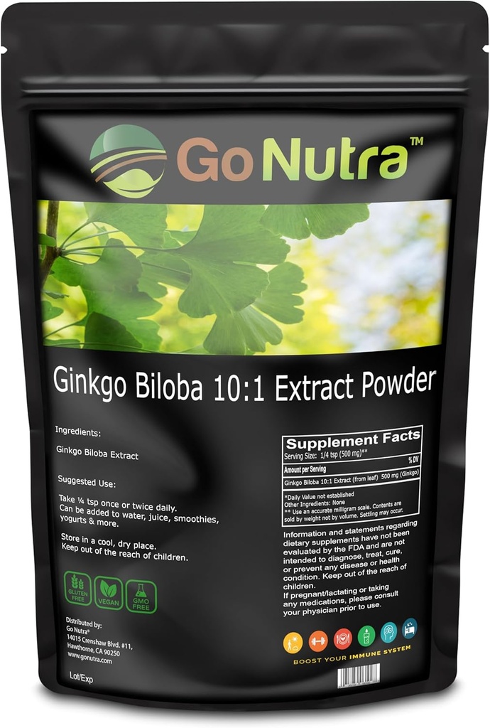 Go Nutra Ginkgo Biloba Pulver 8 oz. | Pure Ginkgo Biloba Ergänzungen, Ginkgo Pulver aus Biloba Blatt (8oz.)