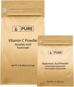 Pure Original Zutaten Vitamin C Pulver und Hyaluronsäure Bundle, verschiedene Größen, Feinpulver, Wasser löslich