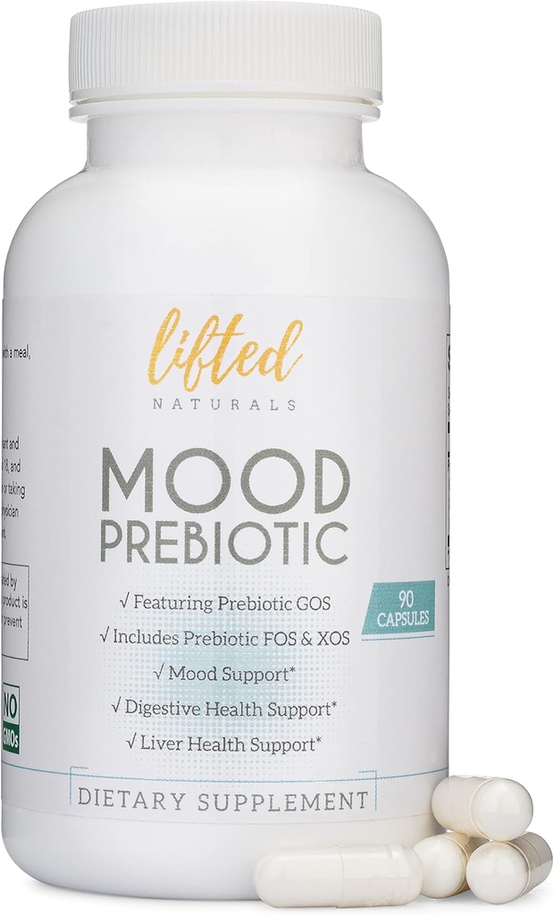 Lifted Naturals Mood Prebiotic Prebiotic Fiber Supplement - 90 Kapseln - Eigenschaften Prebiotic GOS, Plus Prebiotic XOS und FOS - Natürliche Stimmung, Immun- und Verdauungsunterstützung
