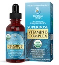 Superdose Biologique Vitamine B Complexe Liquid DV Vitamine B12, B6, Biotine, Niacine, Folate, Énergie, Santé du Cerveau, Immune Support