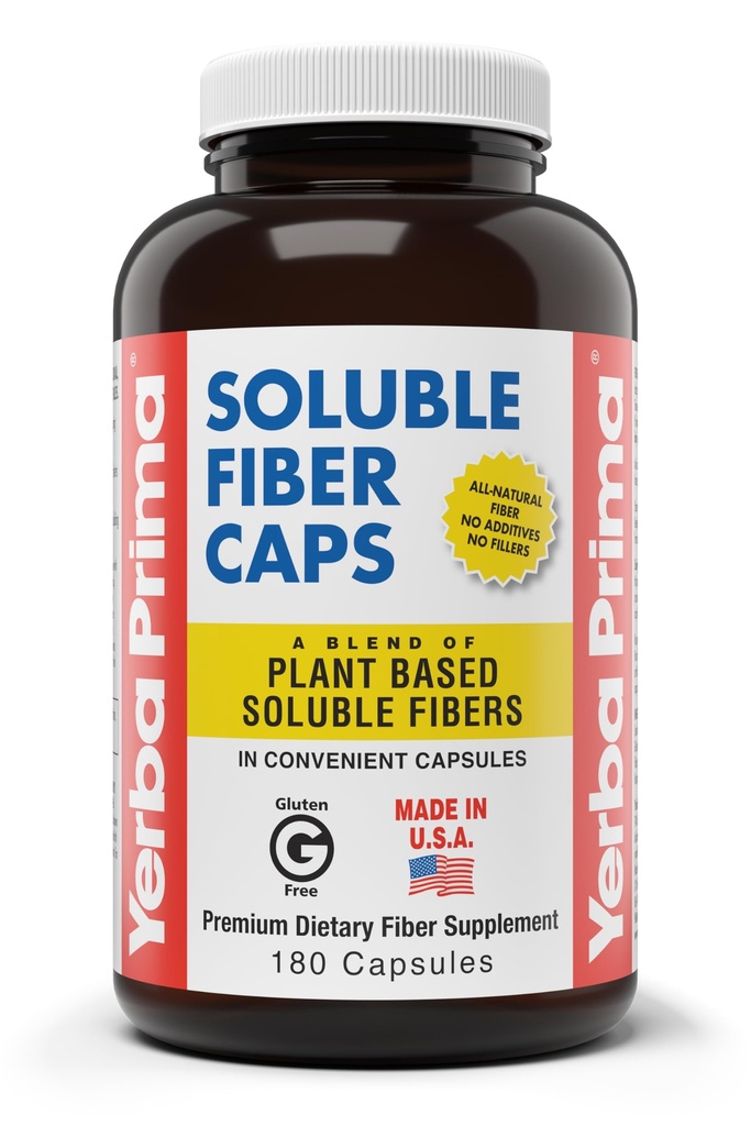 Capsules de fibre soluble primaire Yerba, 180-Count - Formule de complément alimentaire naturel, sans OGM, sans gluten