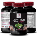 Gray Hair Supplement - GRAY HAIR REVERSE - Haarrevitalisierung, intensive Haarfarbe, natürlicher Glanz, dynamische Farbe, erneuertes Haar Aussehen, Haarglänze, frische Rüttel, Farbe Re-energizer 1Bot 60Caps