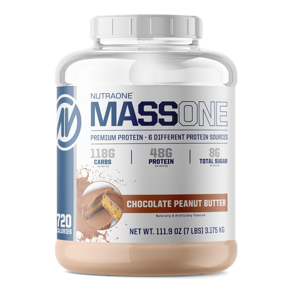 NutraOne Massone Masse Gainer Protein Powder Gain Mass Protein Meal Ersatz (Chocolate Peanut Butter - 7 lbs.)