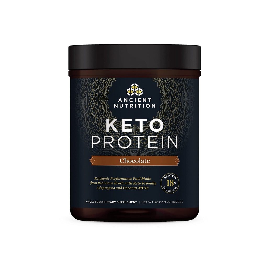 Antike Ernährung Keto Protein Pulver, KetoPROTEIN mit Fetten aus Knochen Broth und MCT Öl, Schokolade, 18g Protein 10g Fett pro Servierung, Glutenfrei, Low Carb, Paleo Friendly, 17 Servierungen