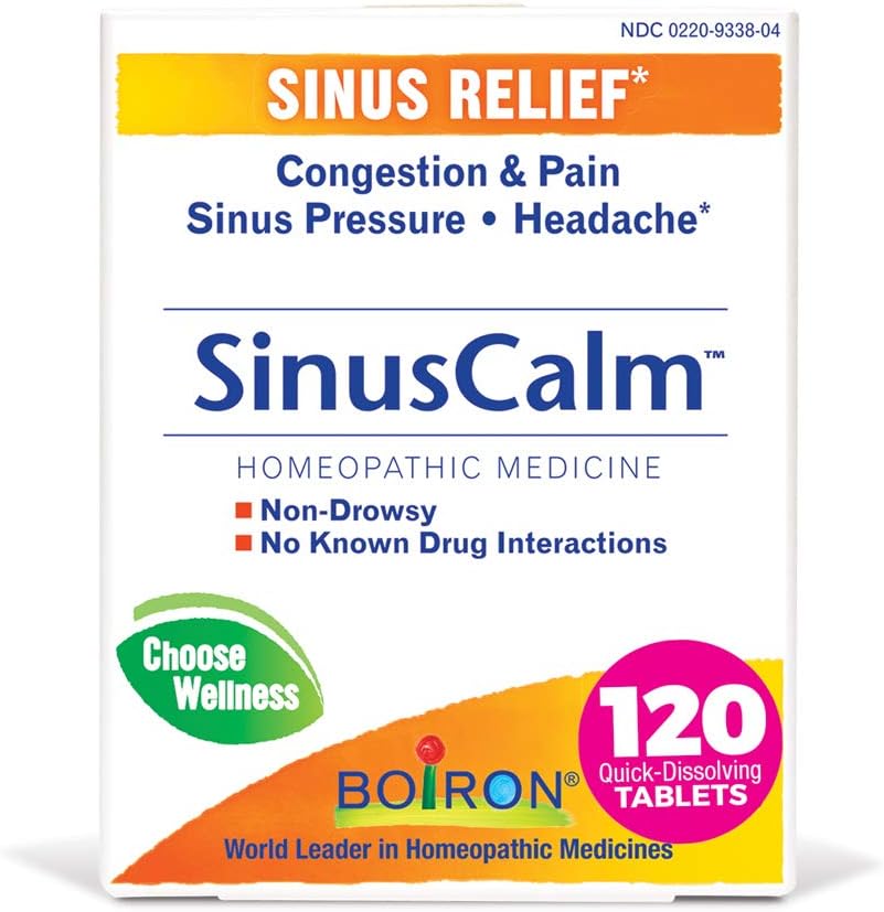 Boiron SinusCalm Tabletten für Sinus Schmerzlinderung, Runny Nose, Stau, Sinus Druck, Kopfschmerzen - 120 Count (Pack von 2)