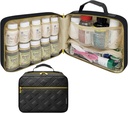 Large Quilted Pill Bottle Organizer, Medizintasche, Case, Träger für Medikamente, Vitamine und medizinische Versorgung - Reisemedizin Organizer und Home Storage Med Bag - Schwarz (Ohne Schloss)