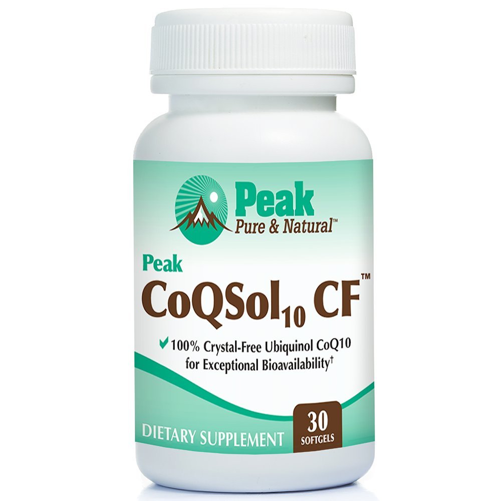 Peak CoQSol10 CF - Coenzyme Ubiquinol 100% sans cristalQ10 pour une biodisponibilité accrue - Ubiquinol CoQ10 - Booster d'énergie naturelle - Soutient l'immunité, le cerveau et la santé cardiaque (30 Softgels)