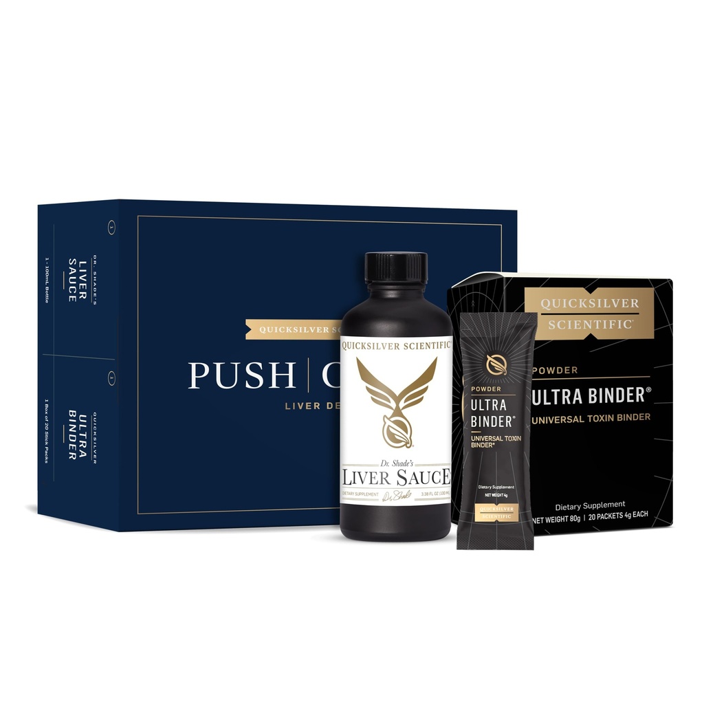 Quicksilver Scientific PushCatch Liver Detox Cleanse - 2 Stück Kit mit Ultra Binder (Packets) & Liver Sauce (Liver Support Supplement mit Milk Thistle Extract) zur Unterstützung von GI Detox & Toxin Binding