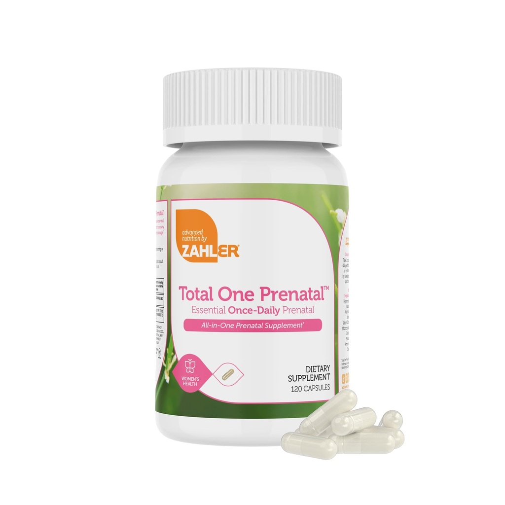 Zahler - Vitamines prénatales totales pour les femmes (120 Nombre) Vitamines prénatales quotidiennes avec acide folique, fer, zinc et 19 autres vitamines et minéraux essentiels - Capsules de multivitamines prénatales Kosher