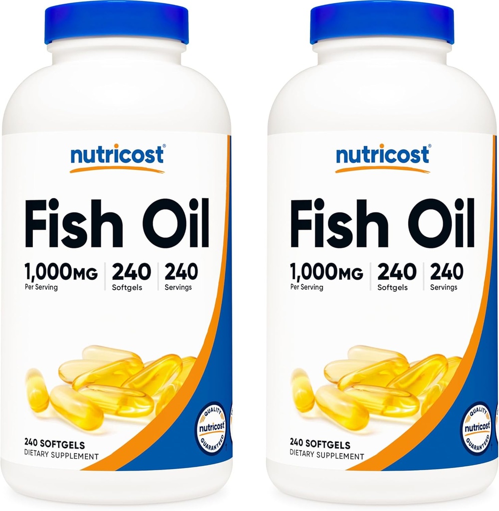 Nutricost Fish Oil 1000mg (560mg von Omega-3), 240 Softgels (2 Flaschen)
