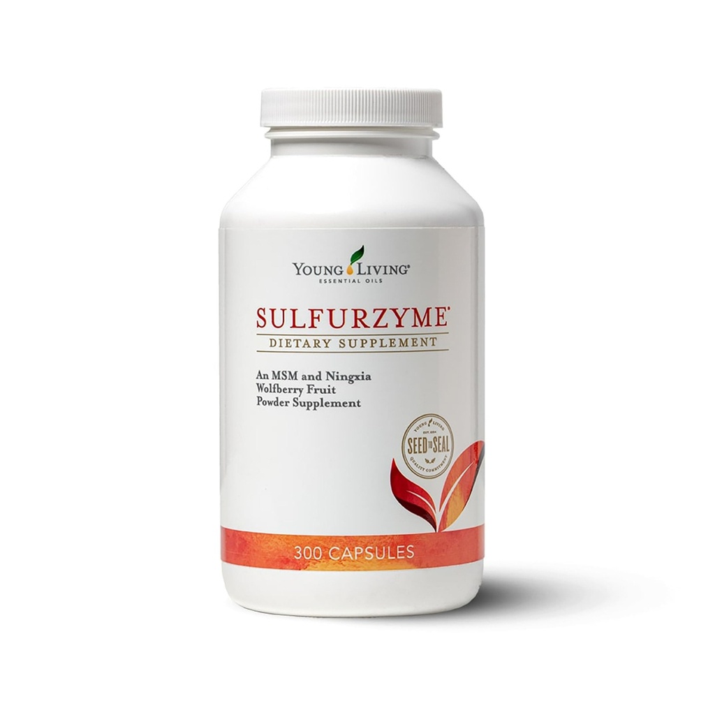 Young Living Sulfurzyme, 300 Capsules, soutient la santé articulaire, favorise la santé de la peau et des cheveux, aide au bien-être général avec MSM et Wolfberry Powder Blend