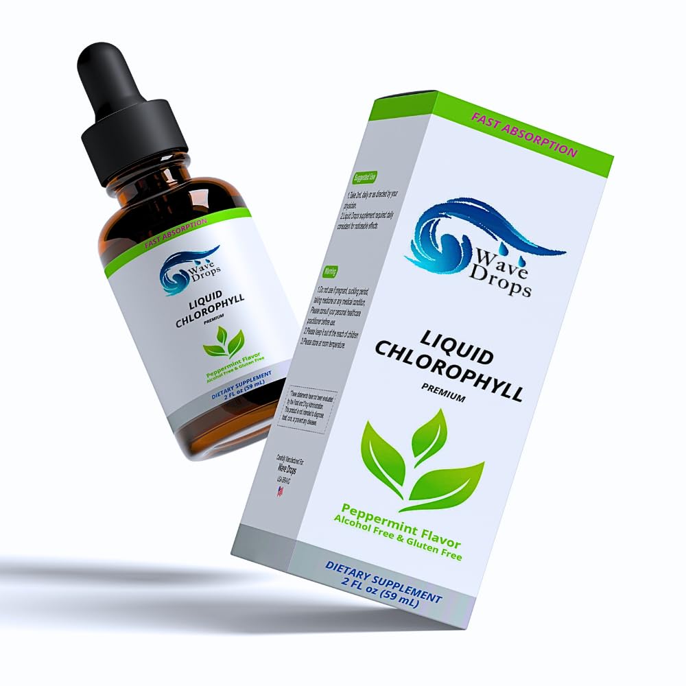 Chlorophylle liquide gouttes - absorption rapide Chlorophylle liquide – pour l'énergie naturelle Boost, et fonction immunitaire -2Fl Oz