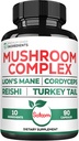 Satoomi 10in1 Lions Mane Supplement Complex - Blended with Cordyceps Sinensis, Reishi Mushroom, Turkey Tail Mushroom & Others - 90 Count für 3 Monate
