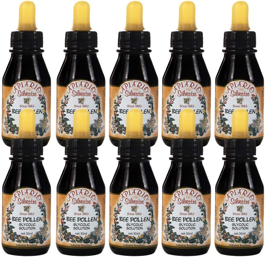10 Flaschen von Apiario Silvestre Brazilian Bee Pollen Liquid Glycolic Extract -Non Alcoholic, Wax Free