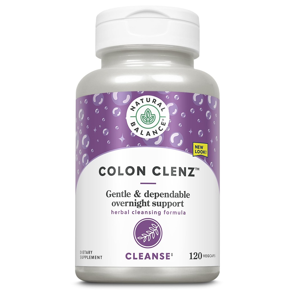 Natürliche Balance Colon Clenz | Kräuter Colon Cleanse, Detox Cleanse und Verdauungsergänzung - Gentle and Dependable Overnight Formula - 60-Day Garantie (120 Servietten, 120 VegCaps)