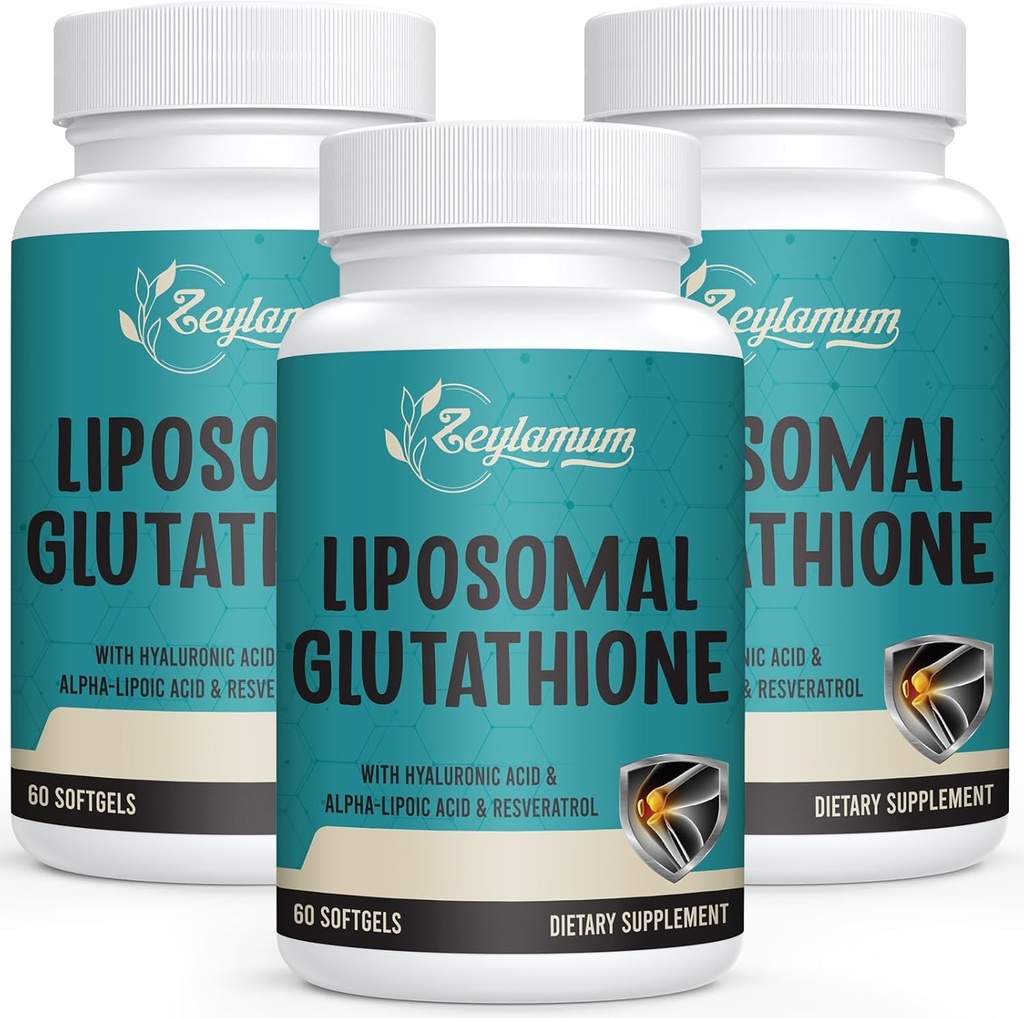 2400 MG Liposomale Glutathione Softgele, Max Absorption, Wirkstoff L-Glutathion reduziert (GSH), mit Hyaluronsäure, Resveratrol, Master Antioxidantien für Detox, Gehirn, Immunsystem, 180 Softgele