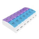 Ezy Dose Weekly (7-Day) AM/PM Pill Organizer, Vitamin and Medicine Box, Small Pop-out Compartments, 2 Mal am Tag, Blue and Purple Lids