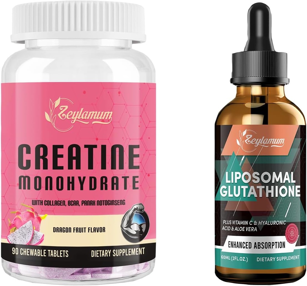 Glutathion liposomique liquide et créatine monohydraté