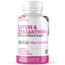 Nature's Fusions Nutri Lutein 20mg Eye Vitamins Complex - Triple Carotenoid Formula - Lutein und Zeaxanthin - Enthält Zink, Vitamine A,C,D3,E, Folate - 60 Kapseln - Augengesundheitsergänzungsmittel