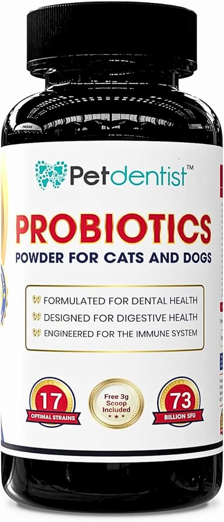 Probiotika für Hunde und Katzen 17 Bacterial Strains 73 Billion CFUs Powder Supplements for Dogs Dental Care Health Bad Breath Dog Digestion Skin Coat and Immunity Support -90g