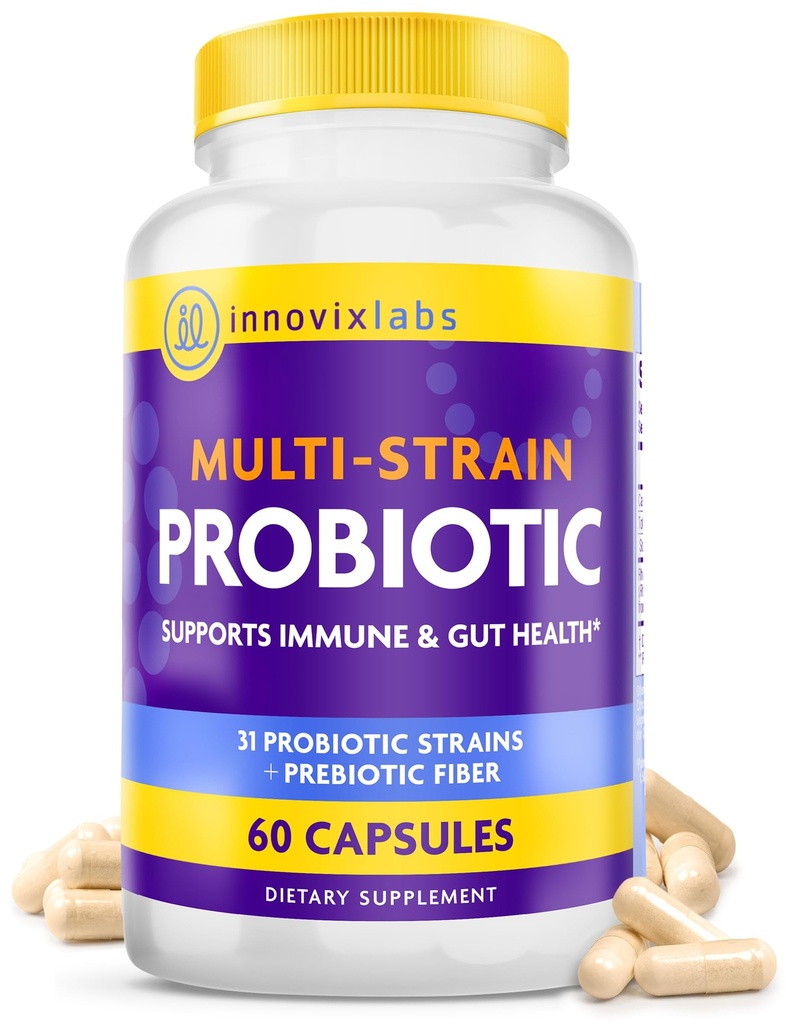InnovixLabs Multi souche probiotiques pour les femmes et les hommes - Supplément probiotique - 50 milliards CFU - Gut Health, Immune Support, Digestion, Lactobacillus Acidophilus, Prébiotiques et Probiotiques, 60 Capsules