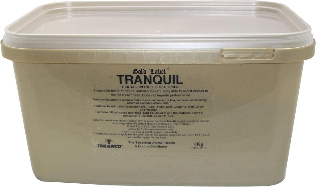 Tranquil, Pferde-Ergänzung, Gold-Etikett, Beruhigt Nervous Horses, 1KG