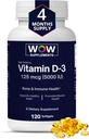 WOW ergänzt Vitamin D3 5000 IU Softgels, 125 mcg - Vitamin D3 5000IU Beilage für starke Knochen und Immununterstützung - Non-GMO, Glutenfreies Vitamin D 5000 IU - VIT D3 5000 IU Softgels - 120 Count