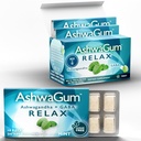 AshwaGum RELAX Gum von BetterGum, High Potency Supplement mit KSM 66 Ashwagandha und Gaba, unterstützt Stress und Angst Relief, Cortisol Support, Alternative zu Gummi, Sugar-Free, 10 Stück - 6 Pack
