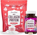Mama Probiotique naturel prénatal et mélange de protéines multicollagènes - 25 milliards d'UFC et 11g de peptides de collagène hydrolysés pour la grossesse, les cheveux, la peau, les ongles et le soutien sanitaire digestif
