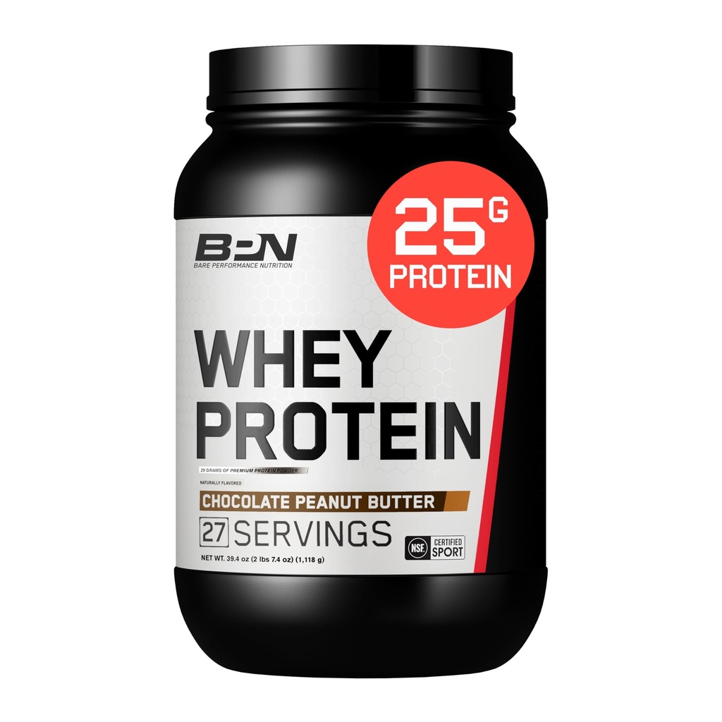 BARE PERFORMANCE NUTRITION, BPN Whey Protein + Casein Protein-Pulver-Mischung, Schokolade Peanut Butter, 25g Protein pro Servieren unterstützt Lean Muscle Erholung, 27 Servierungen, Dritte getestet