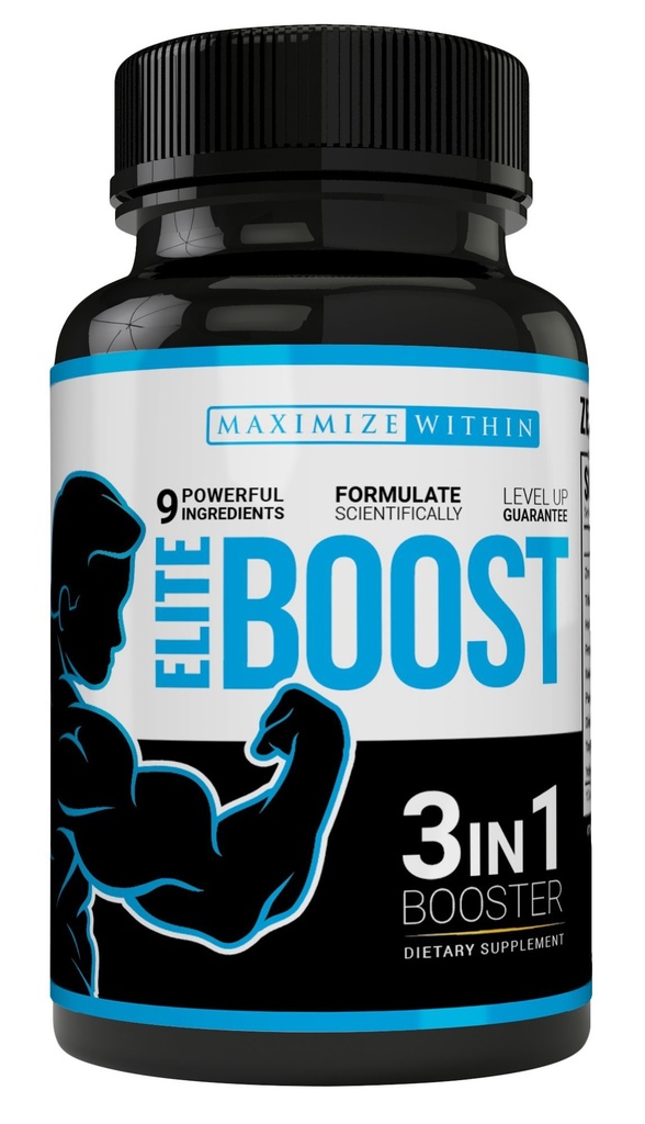 Maximum Slim Elite Boost 3 in 1 Formula Naturally Promotes Testosterone Libido, Energy, Muscle Mass & Stamina, Powerful Ingredients Veggie Capsules