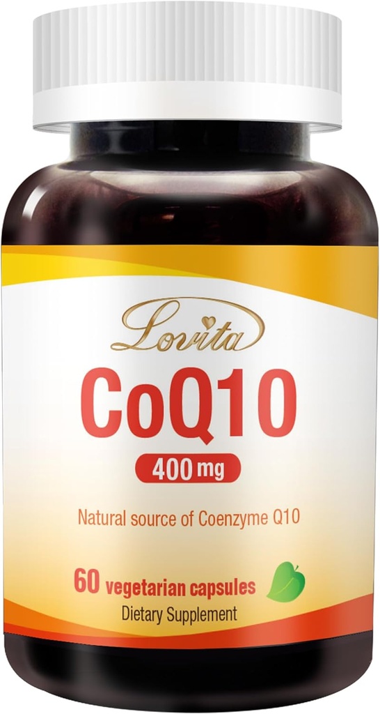 Lovita CoQ10 400mg Ergänzungen | Easliy absorbiert Coenzym Q10 Pulver | Antioxidant Co Q10 Enzyme | Unterstützung Herz Gesundheit | Vegan | 60 Kapseln