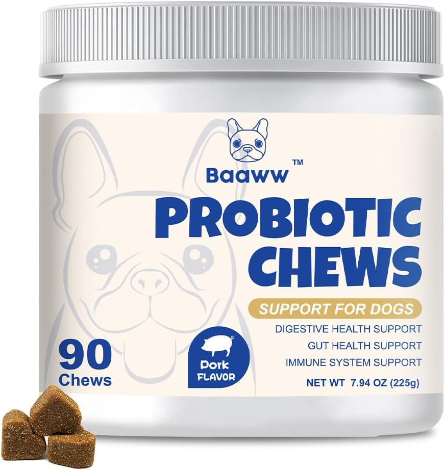 Probiotika für Hunde - Verbesserung juckende Haut, Ohren, Hefe Balance, Allergien,Gesundheit, Hunde Gut Gesundheit, Verdauungsgesundheit mit Präbiotika, Hunde Probiotika, Reduce Diarrhea, 90 Chews (Pork)