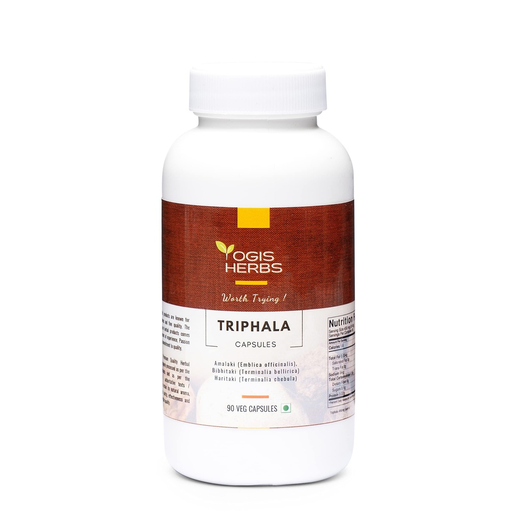 YOGIS HERBS Triphala Kapseln Amalaki (Emblica Officinalis), Bibhitaki (Terminalia Bellirica) und Haritaki (Terminalia Chebula) 90 Veg Kapseln