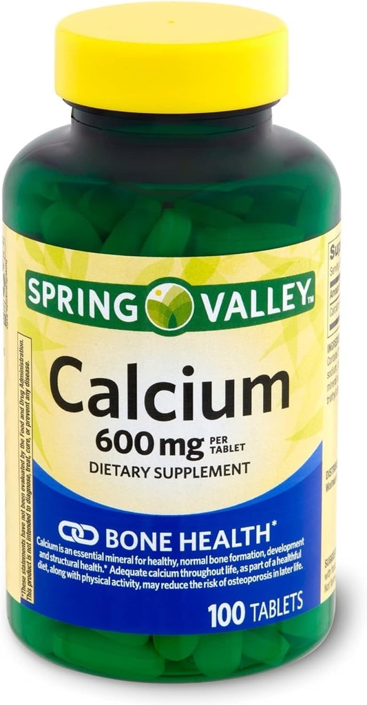 Frühlingstal Kalzium 600 mg, Tabletten Nahrungsergänzung, Knochengesundheit, 100 Graf +