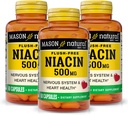 MASON NATURAL Niacin 500 mg Flush-Free, unterstützt Herzgesundheit, Nervous System & Energieproduktion, 60 Kapseln, Packung von 3
